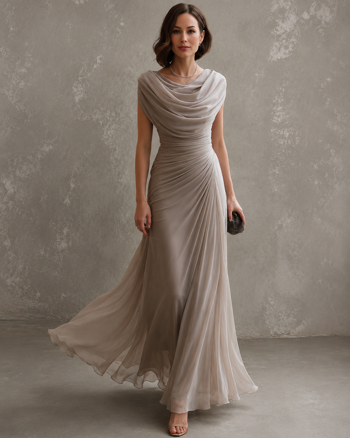 Jilliann | Draped Cowl-Neck Maxi Dress