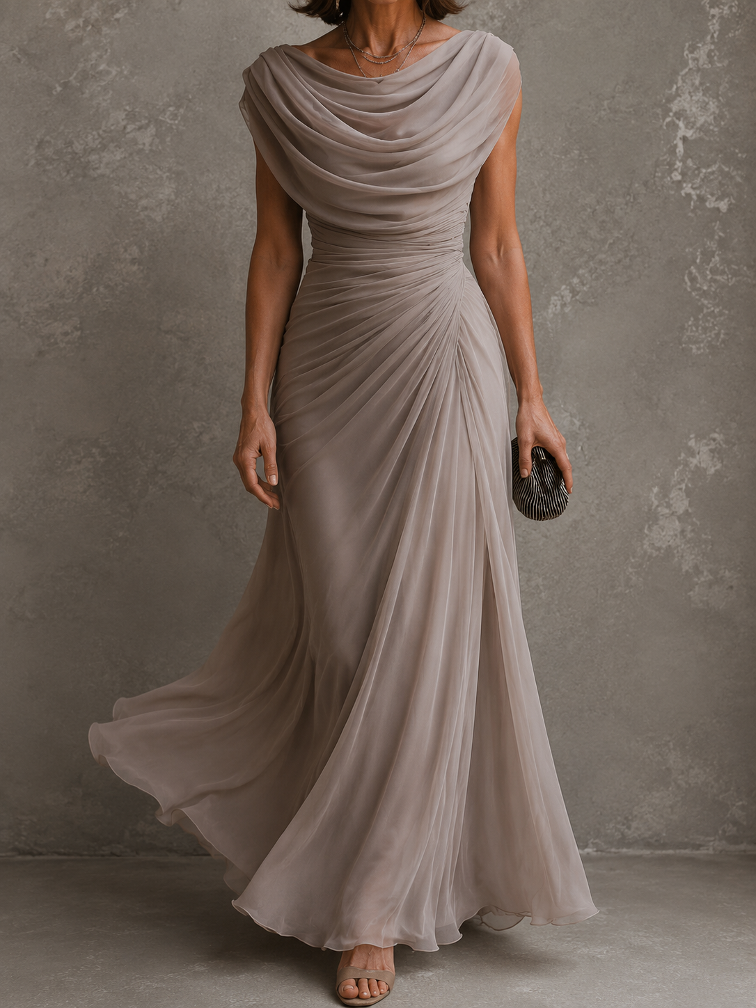 Jilliann | Draped Cowl-Neck Maxi Dress