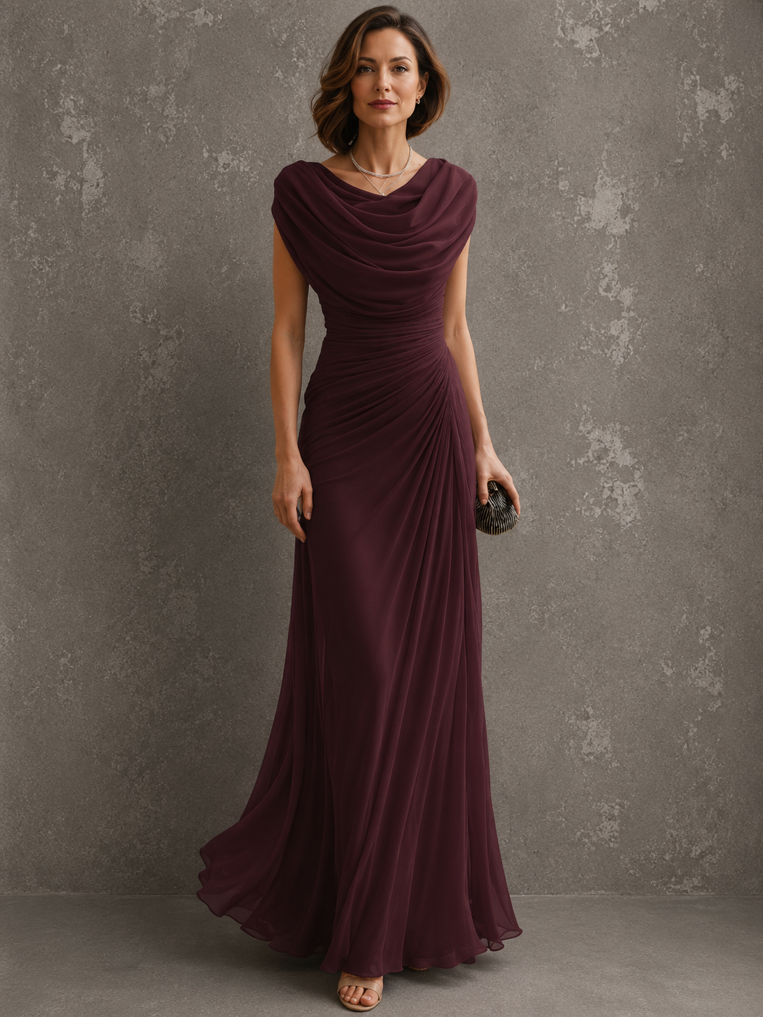 Jilliann | Draped Cowl-Neck Maxi Dress
