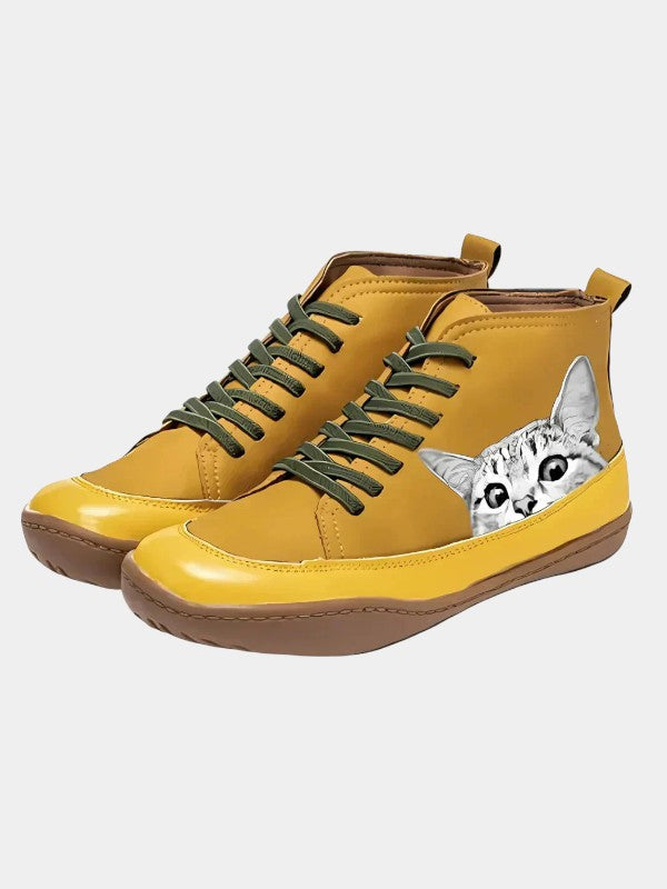 Miranda | Leather Ankle Boots with Graphic Print