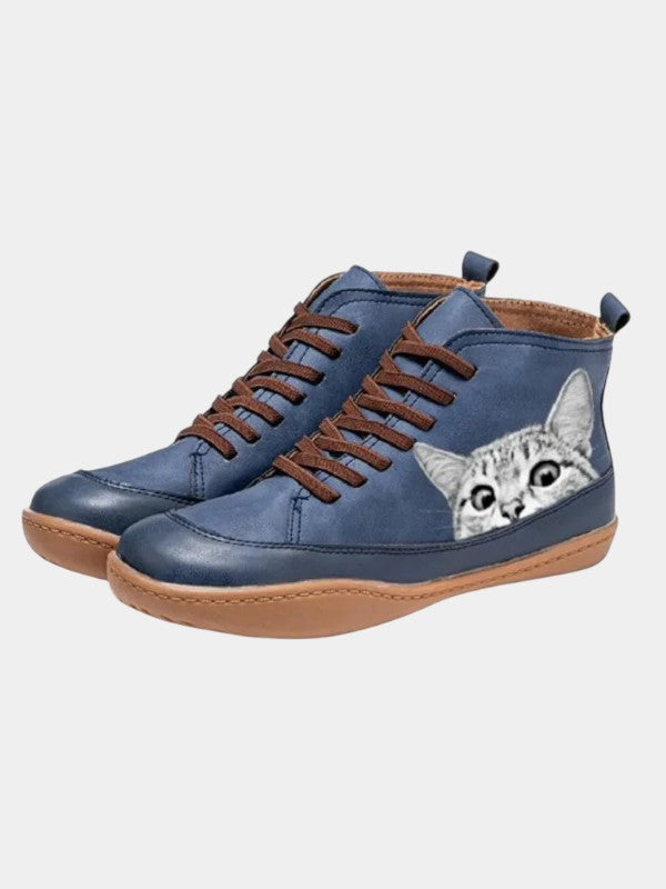 Miranda | Leather Ankle Boots with Graphic Print