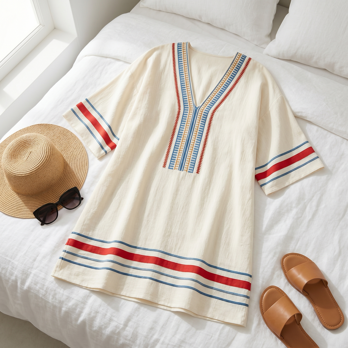 Sienna™ Embroidered Kaftan Mini Dress for Vacation