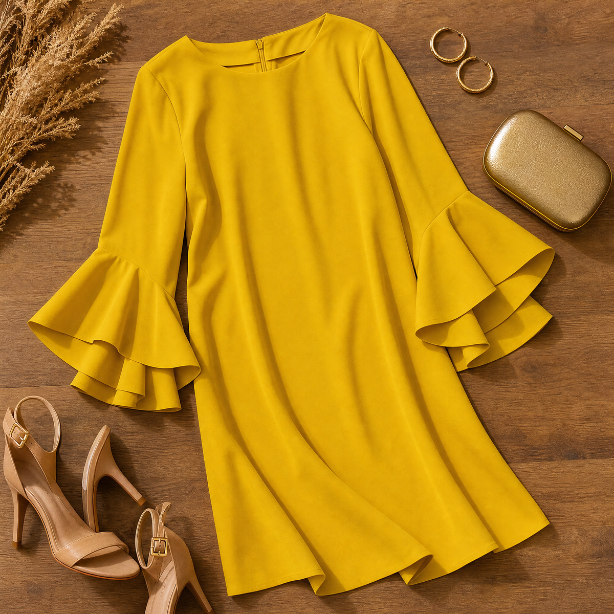 Hilaria™ – Statement Bell Sleeve Mini Dress