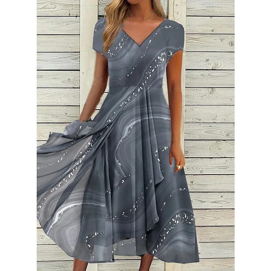 Josephine™ | Elegant V-Neck Midi Dress