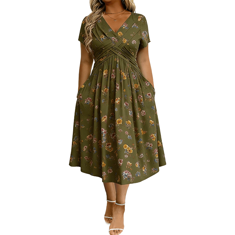 Evelyn | Floral Wrap Midi Dress