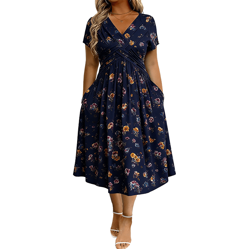 Evelyn | Floral Wrap Midi Dress