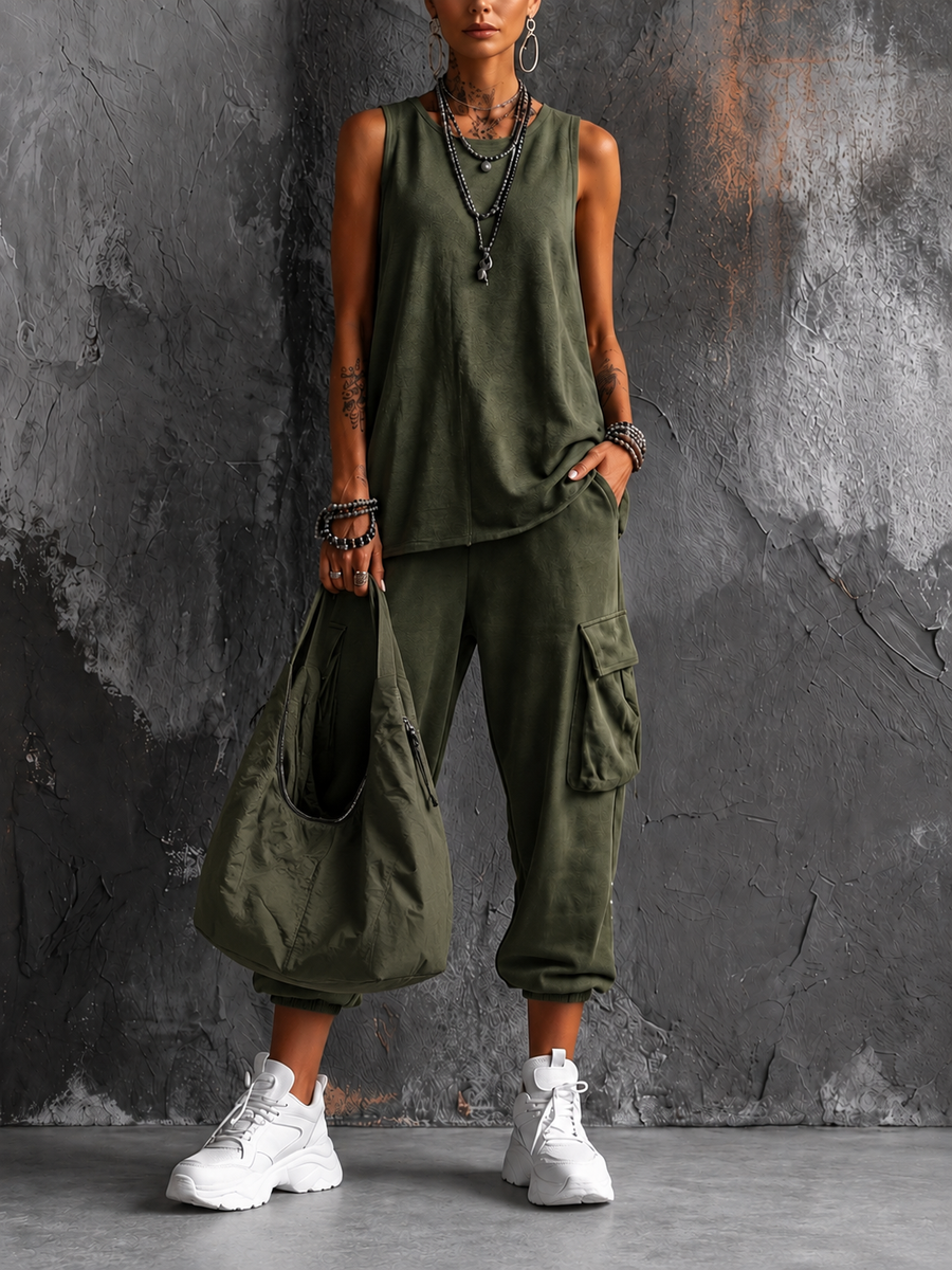 Roseanne™ | Sleeveless Cargo Jogger Set
