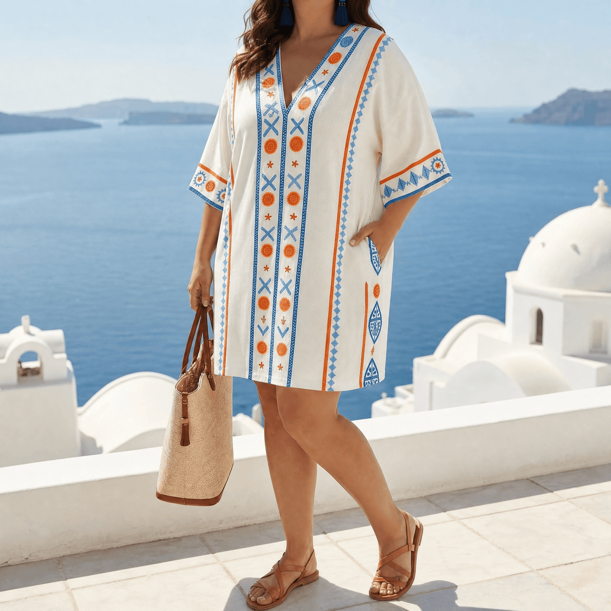 Sienna™ Embroidered Kaftan Mini Dress for Vacation