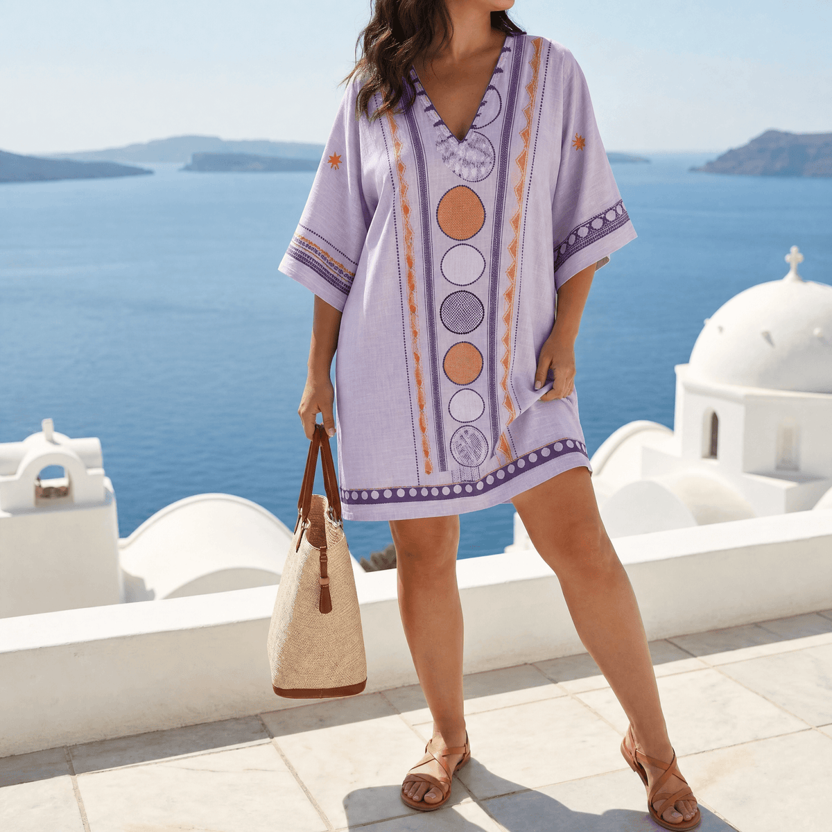Sienna™ Embroidered Kaftan Mini Dress for Vacation
